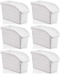 FEVİTO Buzdolabı Sepeti Dolap Içi Düzenleyici Sepet Organizer Beyaz 6 adet 30x17x16 No:2 - 1